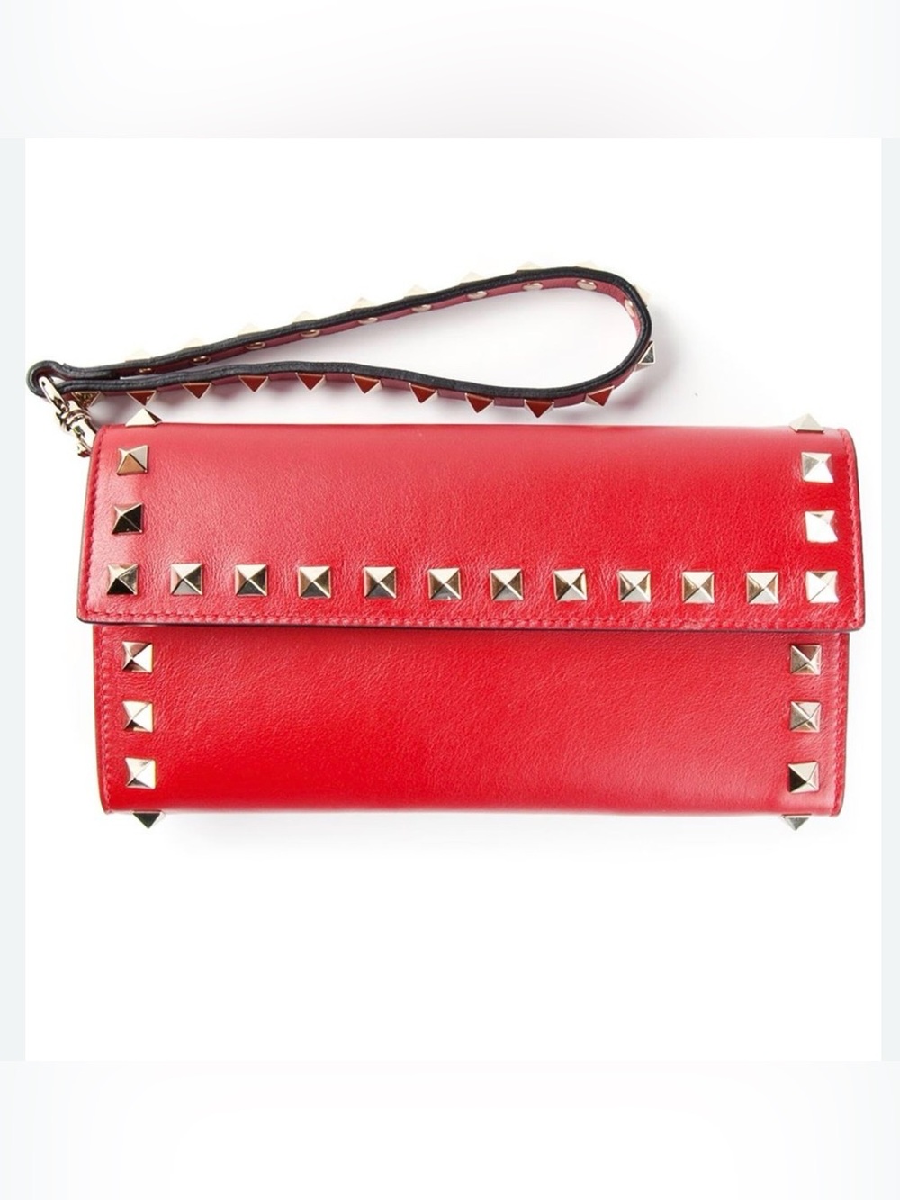 Valentino Garavani Red Rockstud Zip Wallet
